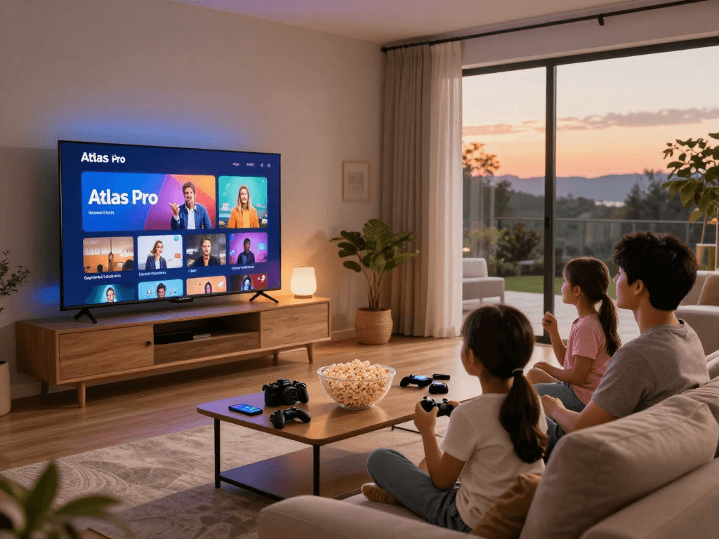 Configurer votre télévision avec Atlas pro pour des soirées cinéma en famille.
