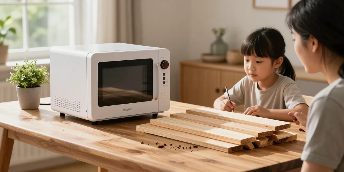 Traitement écologique du bois avec le dispositif Shashel® dans un cadre familial chaleureux, soulignant sa méthode sans produits chimiques.